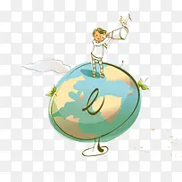 卡通手绘地球人物-空若网 卡通手绘地球人物-空若网