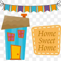 矢量扁平化甜美小屋-空若网 矢量扁平化甜美小屋-空若网