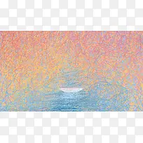 抽烟橙色树枝小船海报背景-空若网 抽烟橙色树枝小船海报背景-空若网