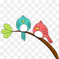 卡通树枝上的2只鸟矢量图-空若网 卡通树枝上的2只鸟矢量图-空若网