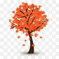 手绘橙色枫叶树-空若网 手绘橙色枫叶树-空若网