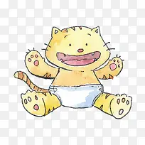 卡通水彩小猫宝宝免抠素材-空若网 卡通水彩小猫宝宝免抠素材-空若网