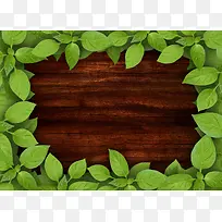 绿叶木板背景-空若网 绿叶木板背景-空若网