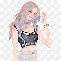 彩色头发的时尚少女-空若网 彩色头发的时尚少女-空若网