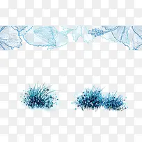 蓝色线条树叶手绘杂草矢量图-空若网 蓝色线条树叶手绘杂草矢量图-空若网