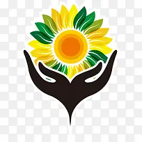 矢量手绘手托花朵-空若网 矢量手绘手托花朵-空若网