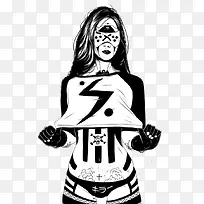 黑白插画炫酷美女-空若网 黑白插画炫酷美女-空若网