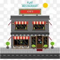 扁平化二层餐馆设计矢量素材-空若网 扁平化二层餐馆设计矢量素材-空若网