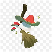 矢量扫把和蘑菇-空若网 矢量扫把和蘑菇-空若网