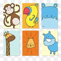 彩绘动物卡片矢量图-空若网 彩绘动物卡片矢量图-空若网