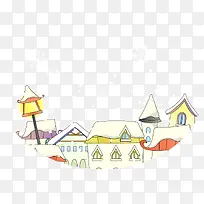 冬季手绘多彩房屋-空若网 冬季手绘多彩房屋-空若网