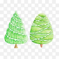 绿色水彩大树插画素材-空若网 绿色水彩大树插画素材-空若网