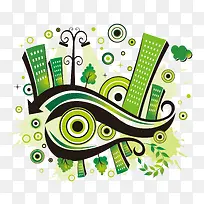 绿城插画素材矢量-空若网 绿城插画素材矢量-空若网