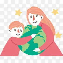 可爱儿童与妈妈插画-空若网 可爱儿童与妈妈插画-空若网