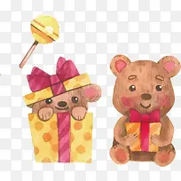 小熊生日礼物背景矢量素材-空若网 小熊生日礼物背景矢量素材-空若网