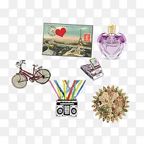 矢量自行车香水宝石明信片-空若网 矢量自行车香水宝石明信片-空若网