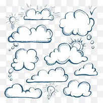 手绘蓝色白云-空若网 手绘蓝色白云-空若网