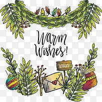 手绘圣诞节树枝边框-空若网 手绘圣诞节树枝边框-空若网