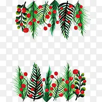 水彩绿色圣诞树枝-空若网 水彩绿色圣诞树枝-空若网