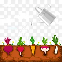 被浇水的蔬菜矢量素材-空若网 被浇水的蔬菜矢量素材-空若网