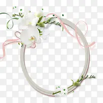 白色花朵 绿色花枝 白色圆边框png素材-空若网 白色花朵 绿色花枝 白色圆边框png素材-空若网