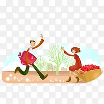 矢量韩风情侣插画-空若网 矢量韩风情侣插画-空若网