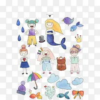 手绘水彩元素-空若网 手绘水彩元素-空若网