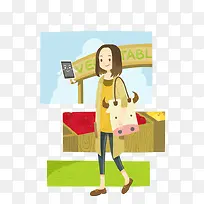 买菜的女孩-空若网 买菜的女孩-空若网