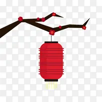 树枝红灯笼手绘-空若网 树枝红灯笼手绘-空若网