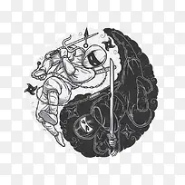 简约太极忍者插画-空若网 简约太极忍者插画-空若网