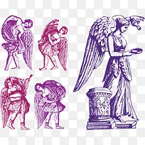 矢量手绘天使雕像-空若网 矢量手绘天使雕像-空若网
