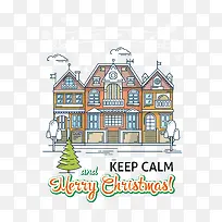 卡通房屋圣诞贺卡矢量素材-空若网 卡通房屋圣诞贺卡矢量素材-空若网