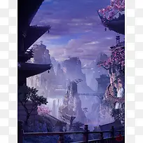 手绘日式风景插画-空若网 手绘日式风景插画-空若网