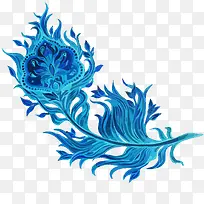 矢量水彩蓝色羽毛-空若网 矢量水彩蓝色羽毛-空若网