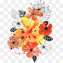 卡通橙色花朵-空若网 卡通橙色花朵-空若网