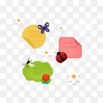 3款清新昆虫装饰贴纸矢量图-空若网 3款清新昆虫装饰贴纸矢量图-空若网