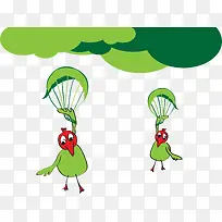 卡通小鸟跳伞矢量图-空若网 卡通小鸟跳伞矢量图-空若网