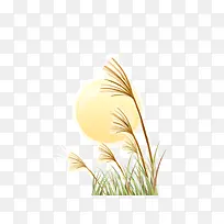 草丛月亮卡通矢量素材-空若网 草丛月亮卡通矢量素材-空若网