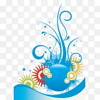 蓝色曲线花纹素材-空若网 蓝色曲线花纹素材-空若网