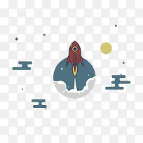 矢量扁平化火箭-空若网 矢量扁平化火箭-空若网