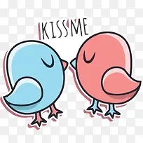 矢量亲嘴的小鸟素材-空若网 矢量亲嘴的小鸟素材-空若网