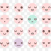 16款可爱圆脸表情矢量素材-空若网 16款可爱圆脸表情矢量素材-空若网