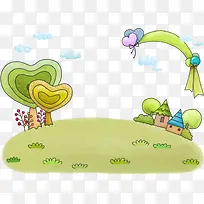 爱心小树与小房子-空若网 爱心小树与小房子-空若网