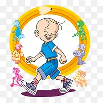 可爱卡通三毛人物矢量素材-空若网 可爱卡通三毛人物矢量素材-空若网