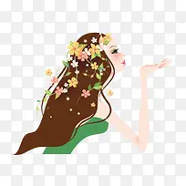 矢量时尚简约风带花冠女郎-空若网 矢量时尚简约风带花冠女郎-空若网