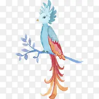 手绘蓝色水彩鹦鹉-空若网 手绘蓝色水彩鹦鹉-空若网