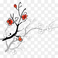 雪梅花矢量素材-空若网 雪梅花矢量素材-空若网