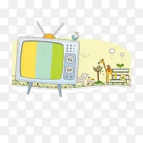 手绘卡通电视机装饰素材-空若网 手绘卡通电视机装饰素材-空若网