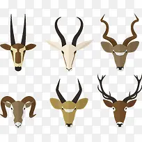 有角动物头像矢量图-空若网 有角动物头像矢量图-空若网