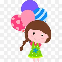 小女孩彩色气球卡通矢量图-空若网 小女孩彩色气球卡通矢量图-空若网